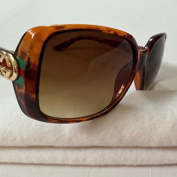 GUCCI Web GG Oversized Square Frame Sunglasses Tortoise Brown main image 6